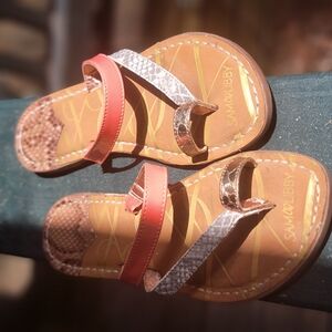 Sam & Libby Coral Bronze Strappy Sandal Slip-On Beach Coastal Chic Sz 6